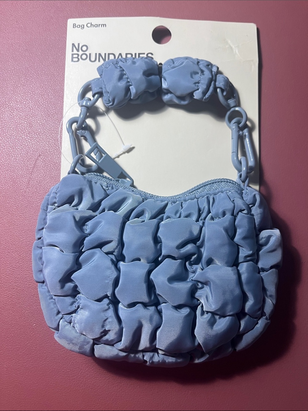 No Boundaries Light Blue Quilted Mini Bag Charm